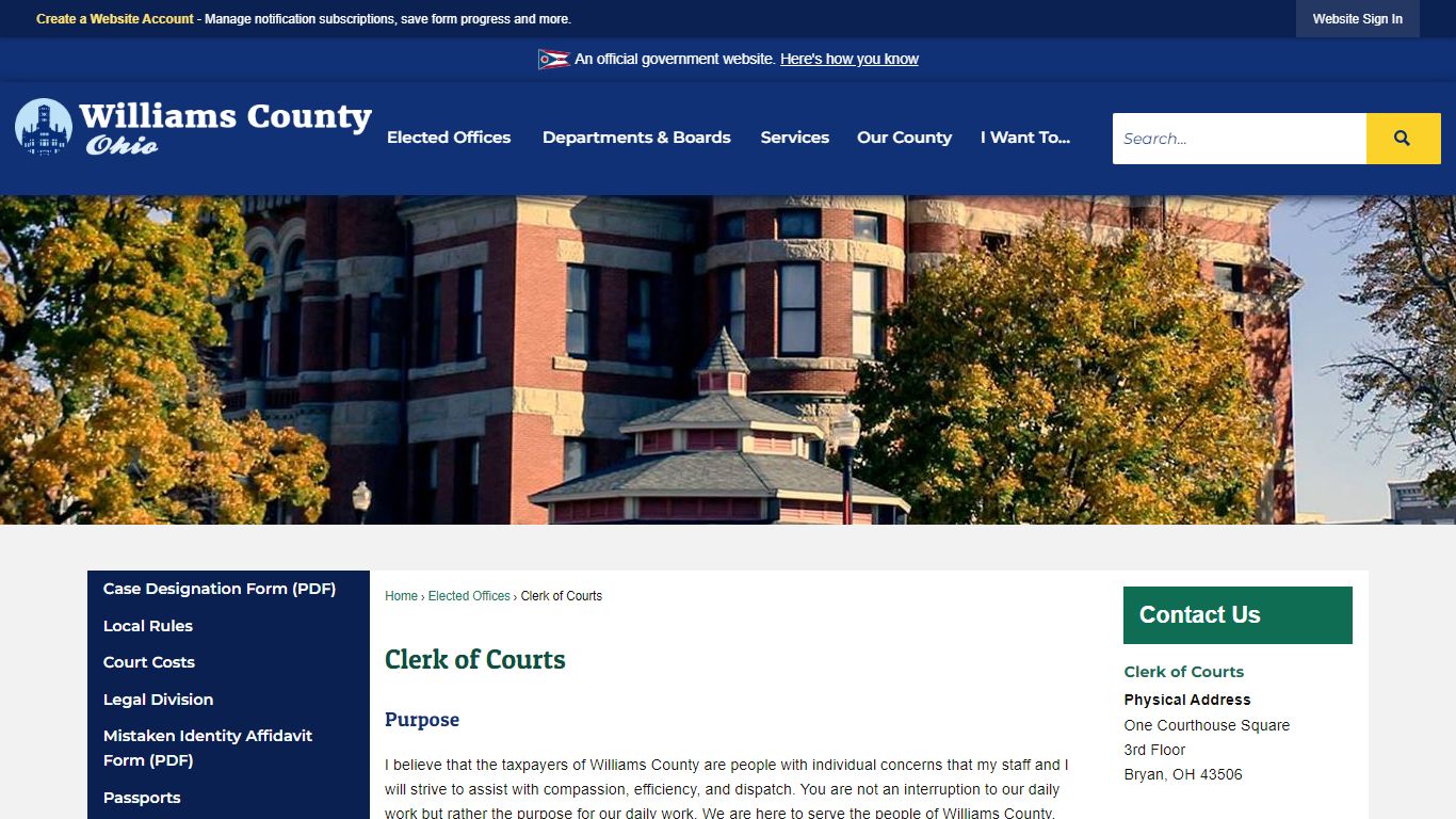 Clerk of Courts | Williams County, OH